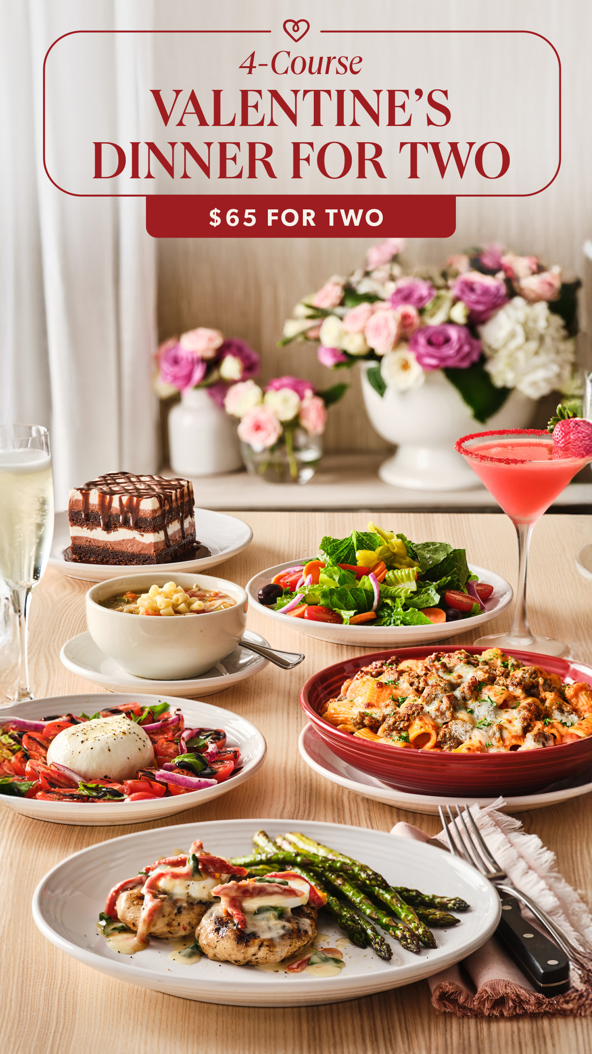 4-Course Valentine's Dinner For Two. $65 For Two